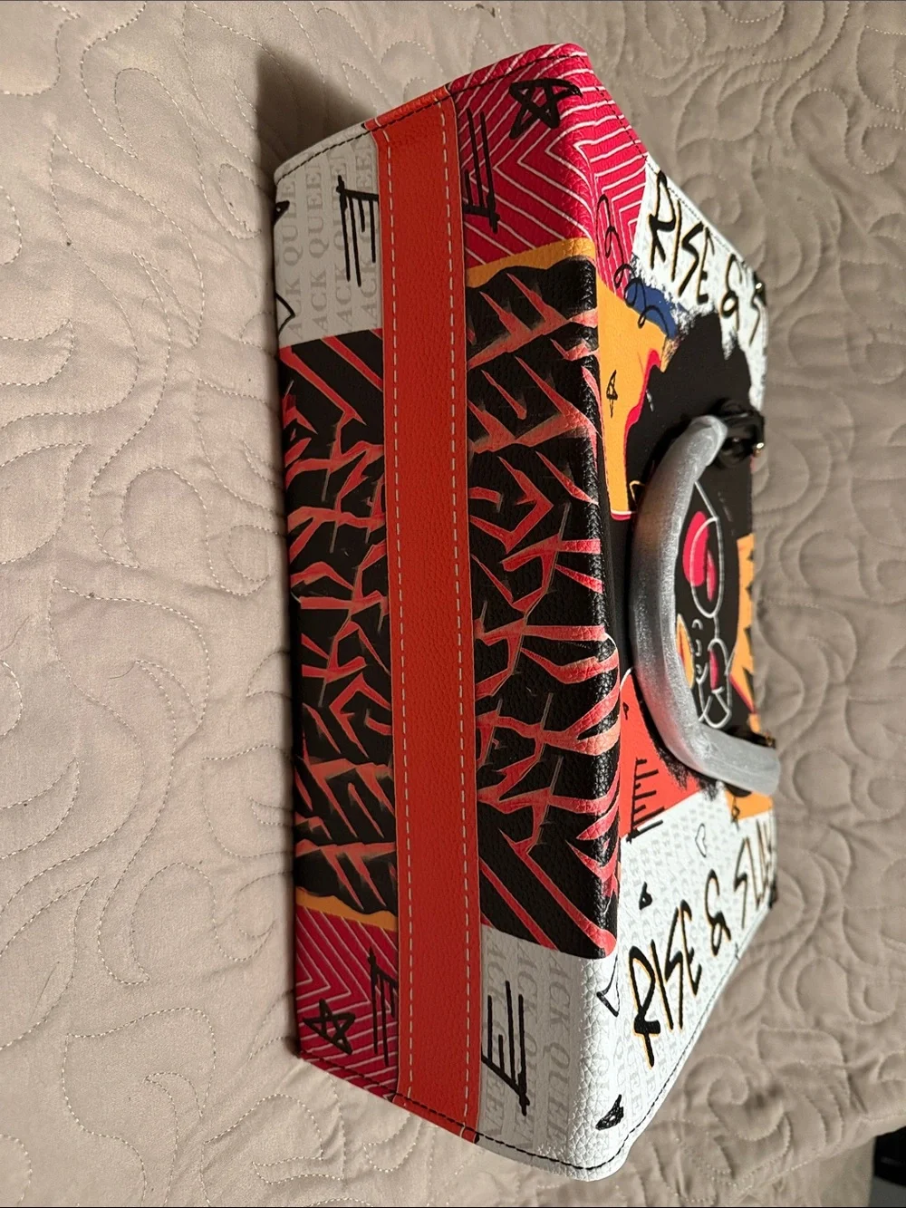 Graphic Afro-Pop Tote Bag purse in Black, Pink & Yellow